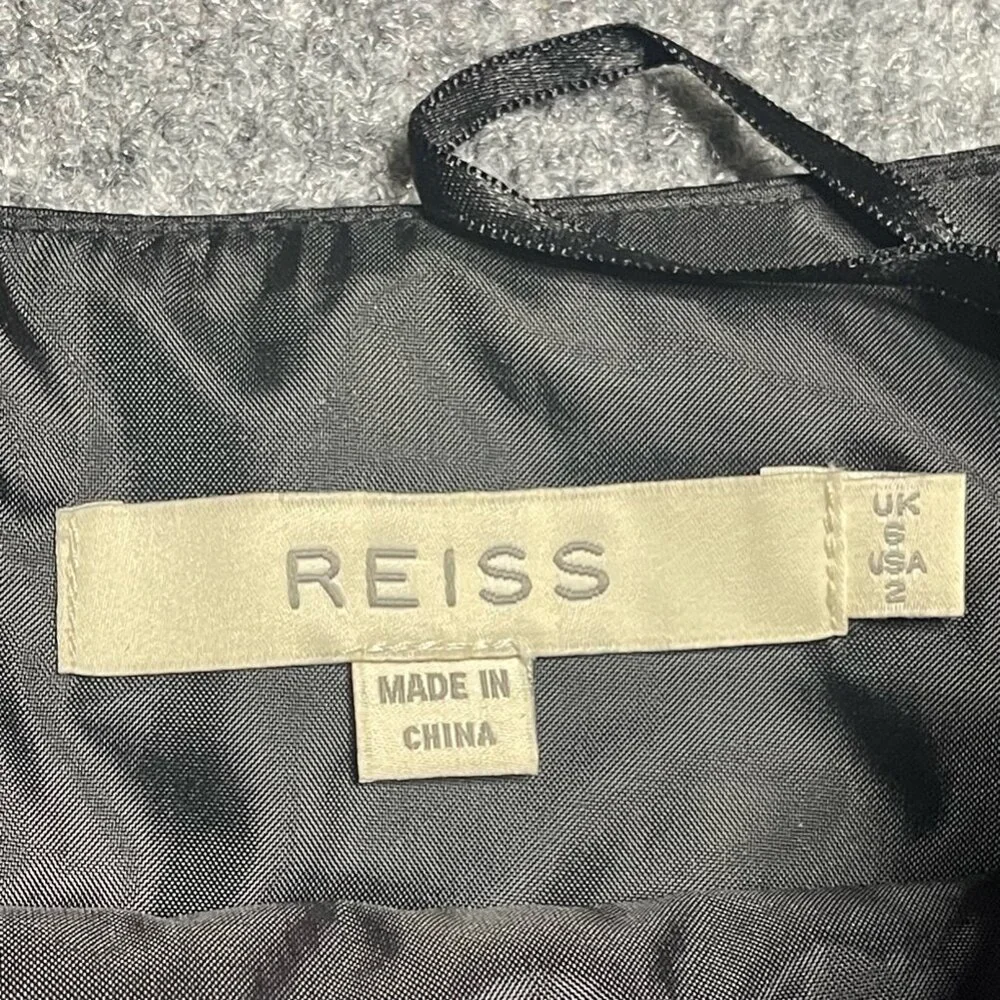 Reiss Womens Tiered Skirt Blue Black Color Block Mini Ruffles Cocktail Zip 2